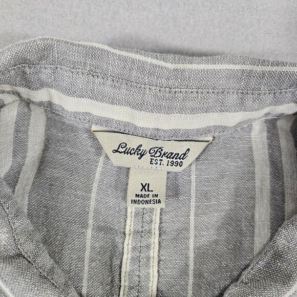 Lucky Brand Shirt Womens XL Striped Classic Long Sleeve Button Up Casual Linen - Picture 3 of 9